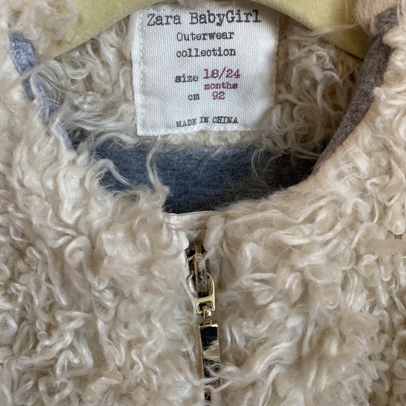 Zara Baby Toddler Girls faux fur jacket size 18-24 months - Picture 4 of 5